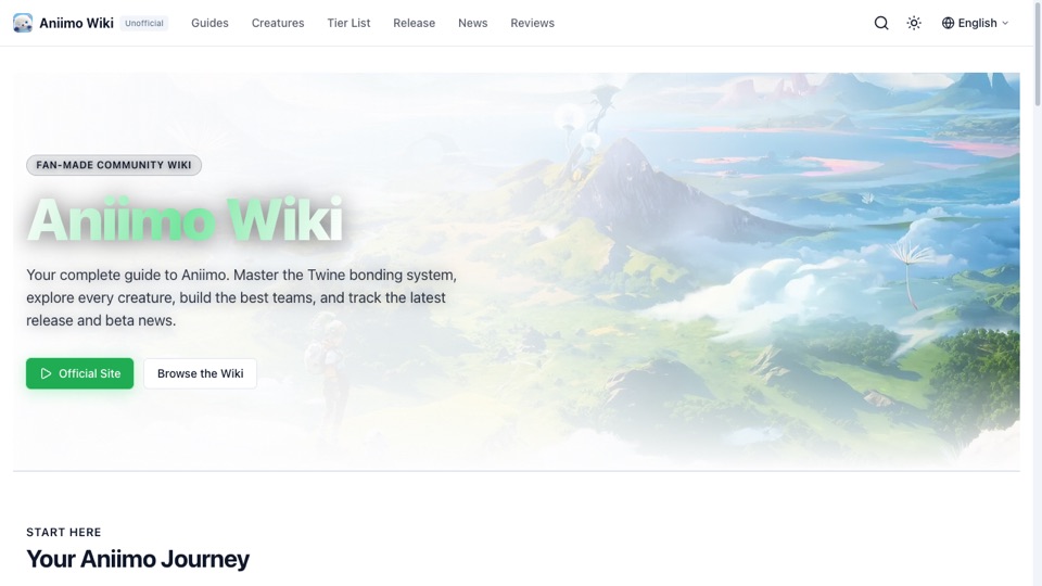 Aniimo Wiki 首页截图