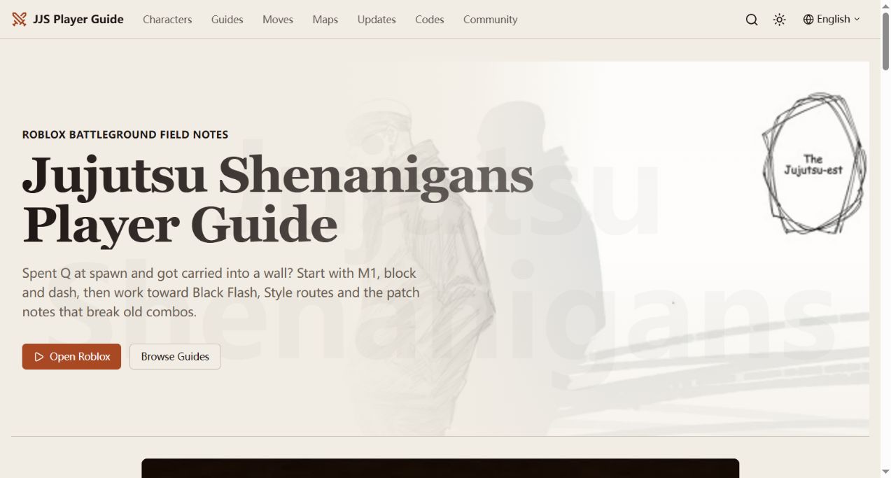 Jujutsu Shenanigans Player Guide 首页截图